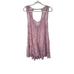 Intimately Free FP Lace Open Back Slip Dress Mauve Pink Sleeveless Size XS NWOT